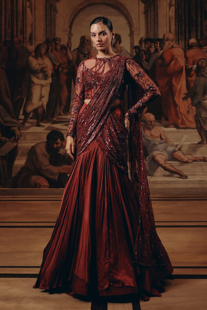 Imperial Garnet Drape saree