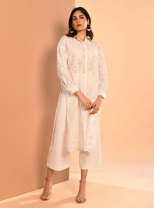 Trix Supima Cotton White Co-ord Set