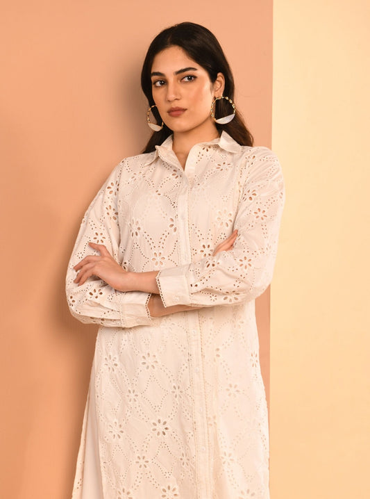 Trix Supima Cotton White Co-ord Set