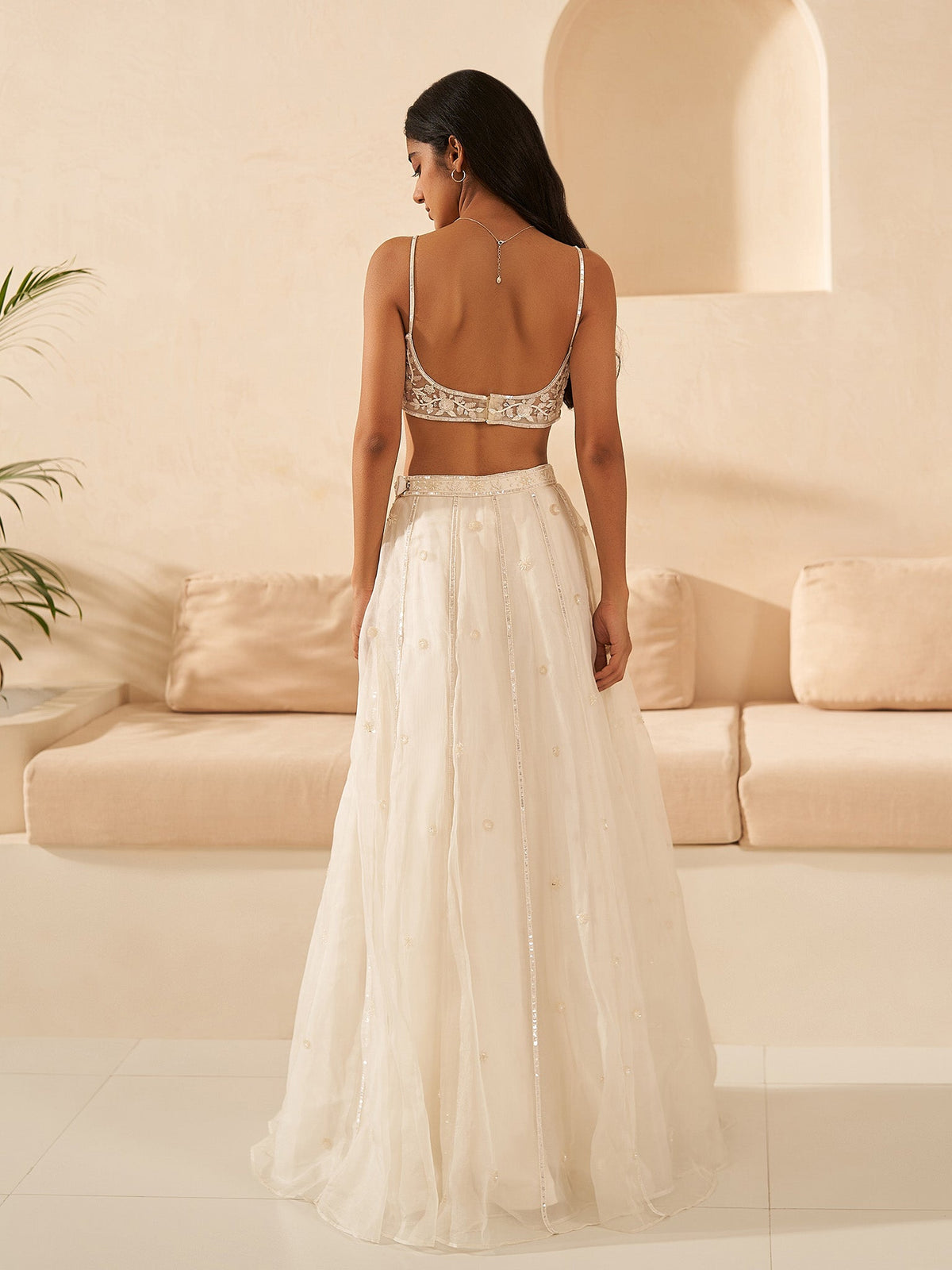 Snow White Silk Organza Lehenga Set