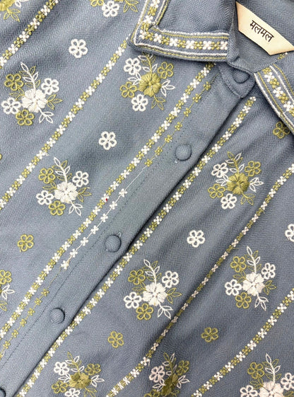 Norah Wool Light Blue Shirt Set