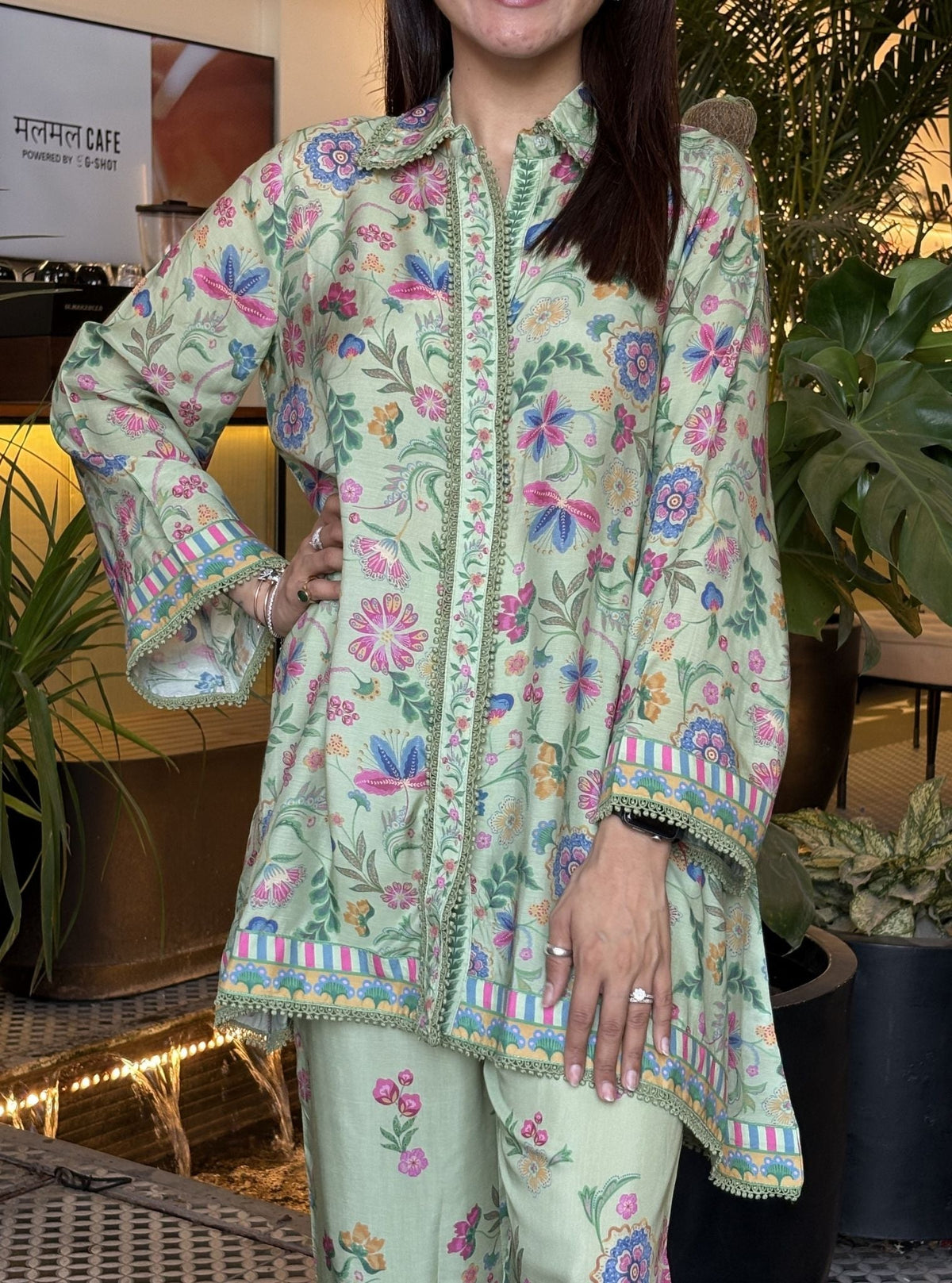 Chunari Lawn Printed Green Shirt Set