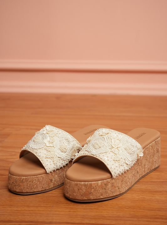 Amelia White Platform WedgeÂ Heel