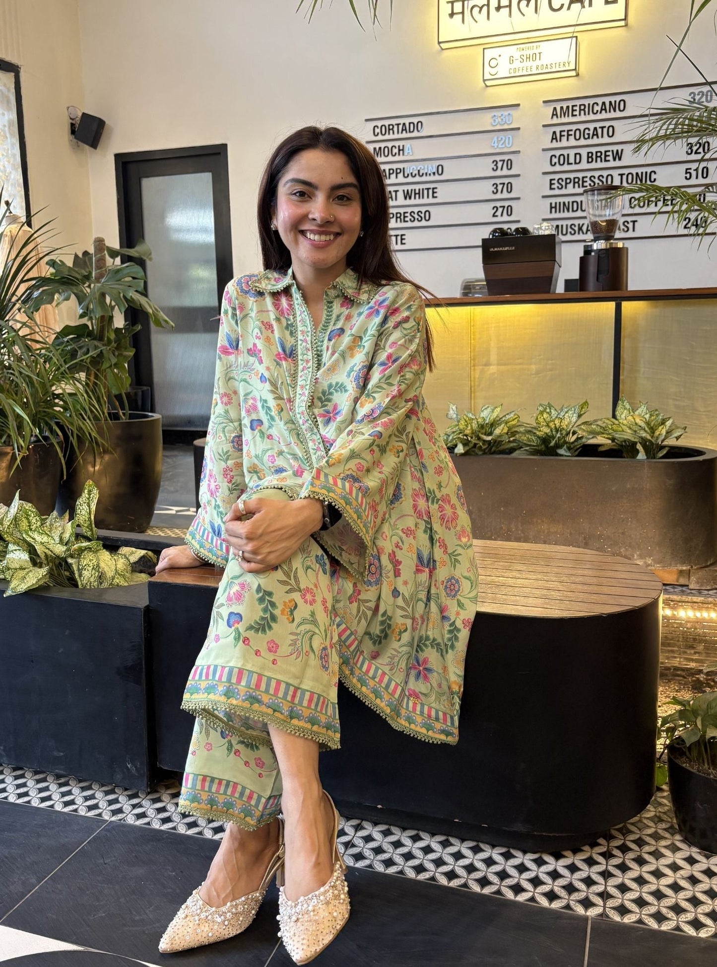 Chunari Lawn Printed Green Shirt Set