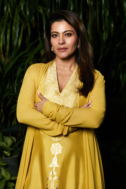 Spiced Ochre Pop Pendant Anarkali Set