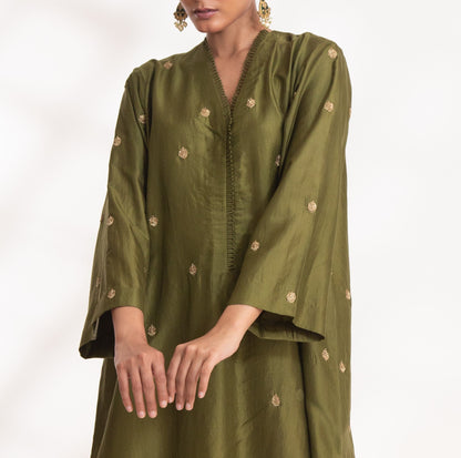Ojal Kurta Set Henna Green