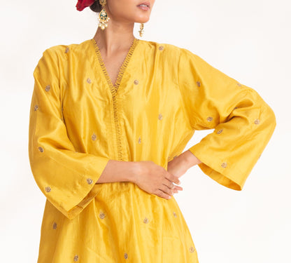 Ojal Kurta Set Yellow