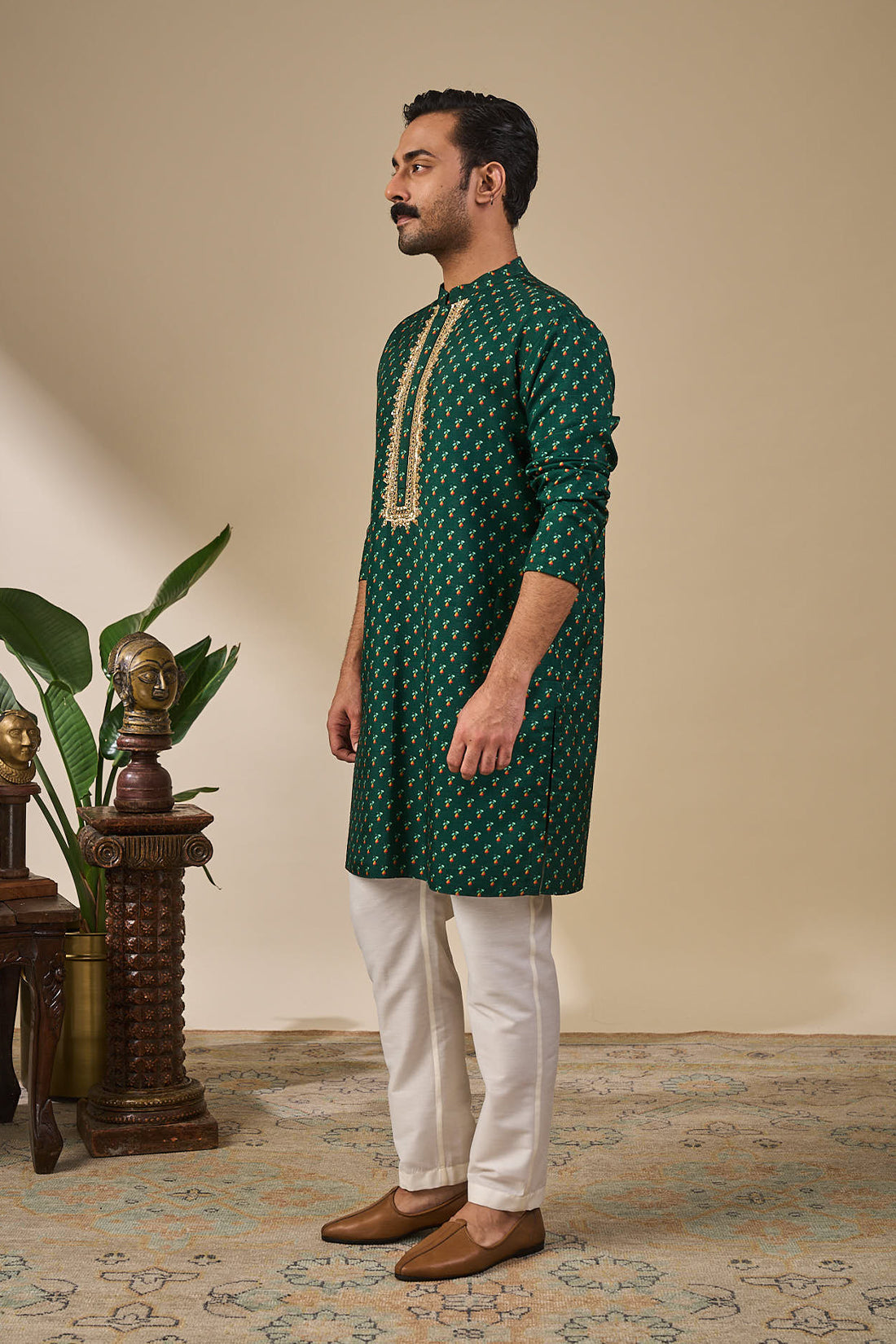 Green Kaju Ka Phool Kurta