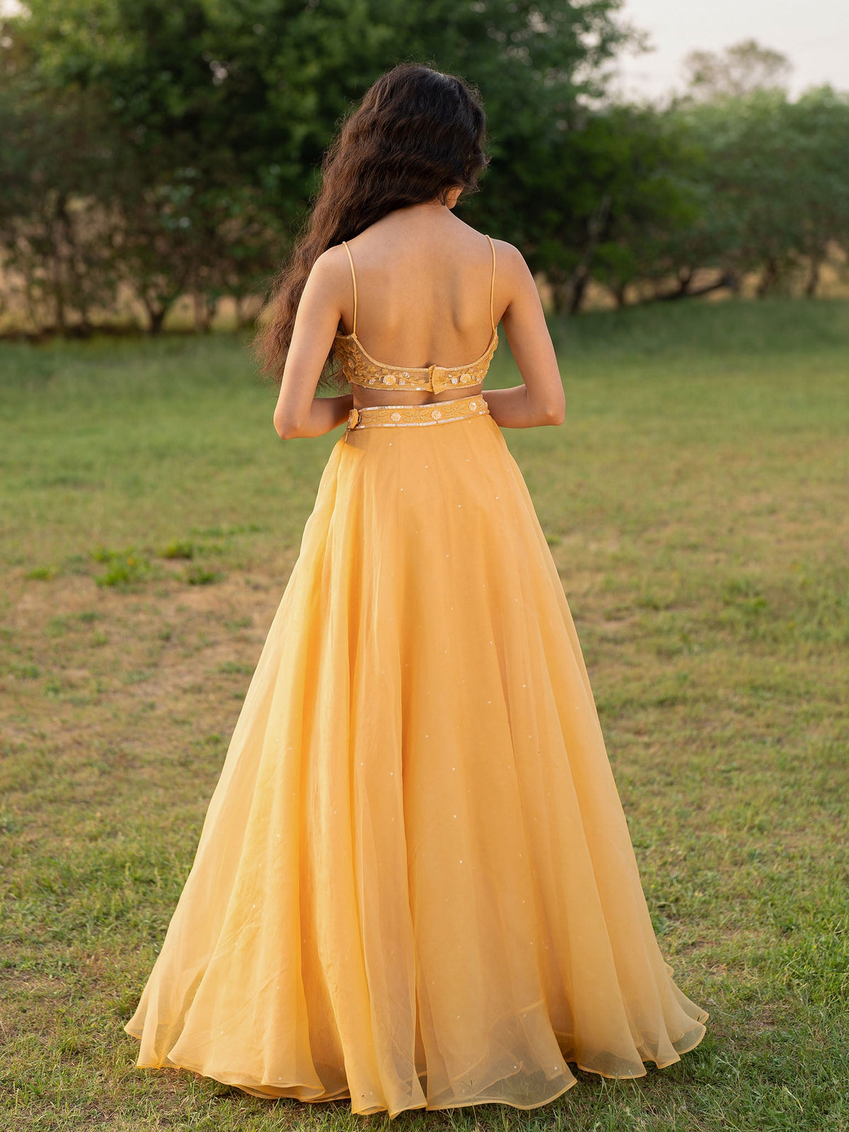 Dahlia Yellow Silk Organza Lehenga Set