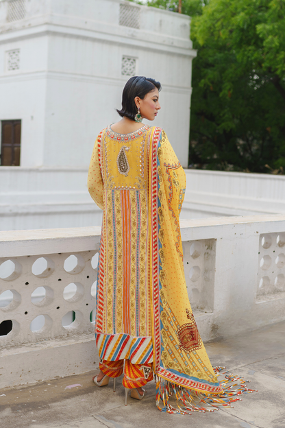 Yellow straight suit with pant set