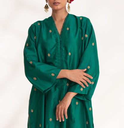Ojal Kurta Set Emerald Green