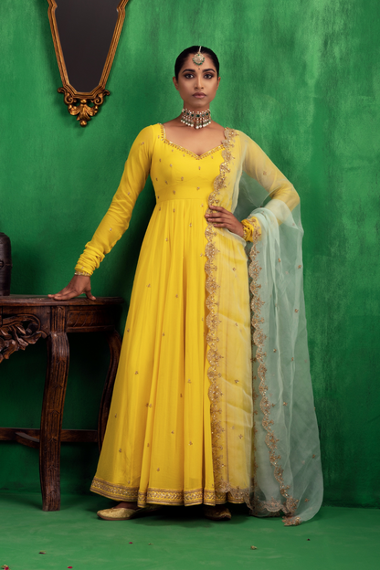 Komal Pandey in Sahana Anarkali Set