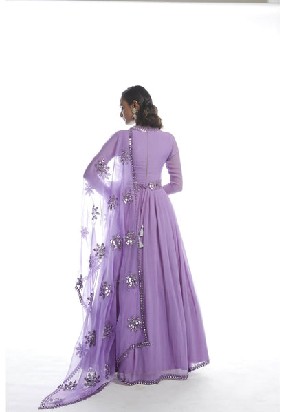 Catnip Purple Chiffon Anarkali Set