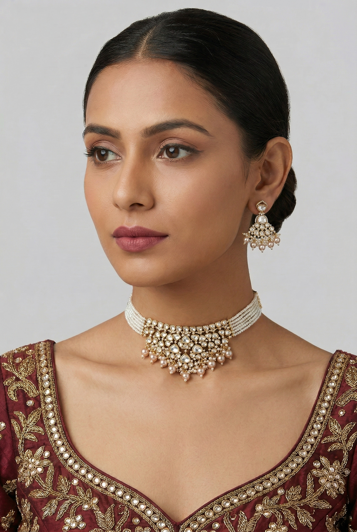 Twisha Gold Finish Moissanite Choker