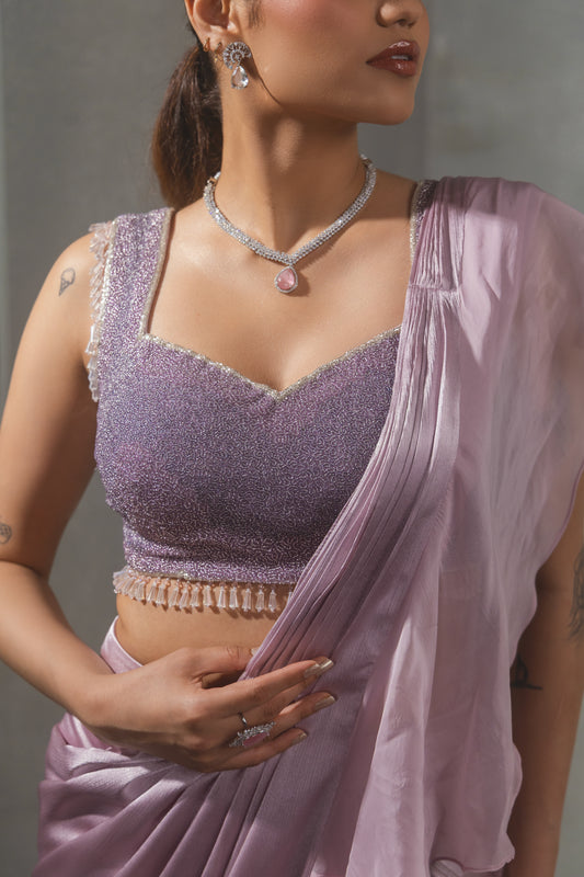 Lilac Ruffle Saree