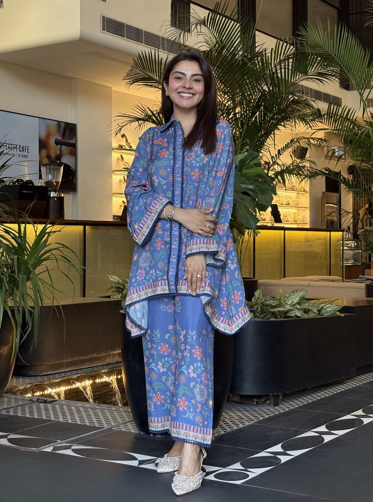 Chunari Lawn Printed Steel Blue Shirt Set