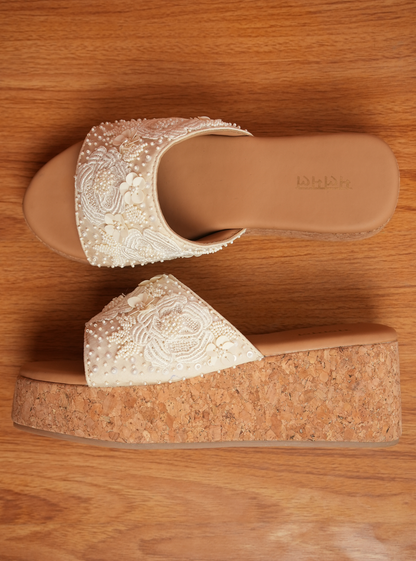 Amelia White Platform WedgeÂ Heel