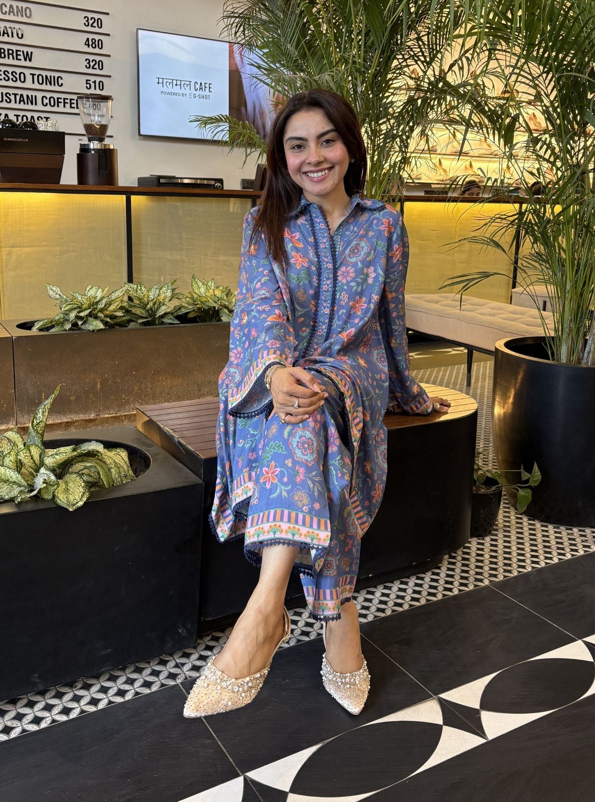 Chunari Lawn Printed Steel Blue Shirt Set