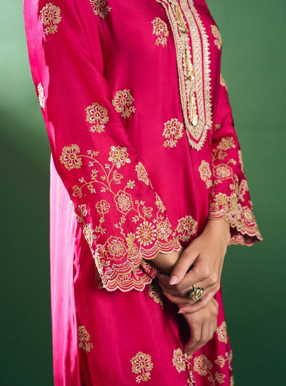 Dira Cupro Satin Fuschia Kurta Set