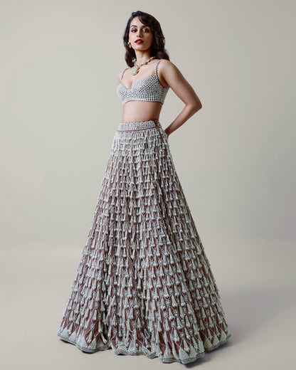 MANUSHI CHILLAR IN PEARL DROP LEHENGA SET