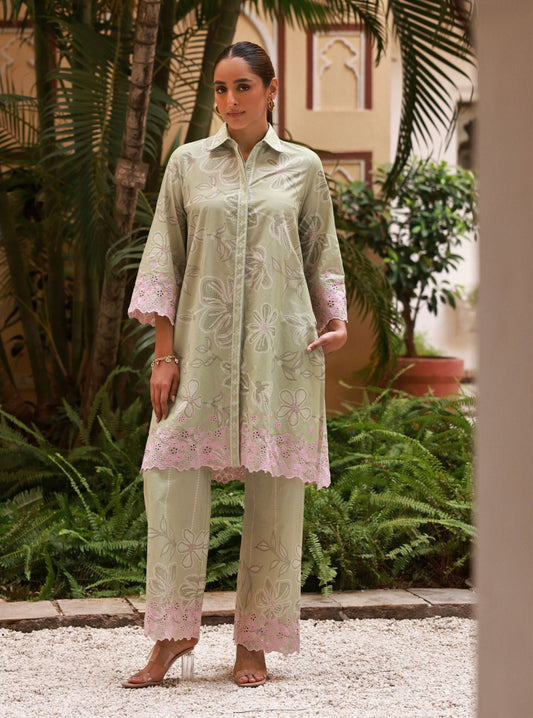 Neris Supima Cotton Printed Green Co-ord Set