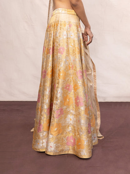Handwoven Ecru Tissue Lehenga Set