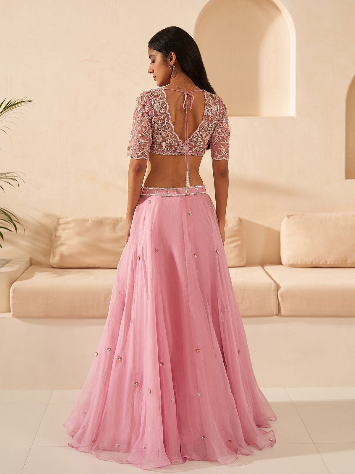Selene Lilac Silk Organza Lehenga Set