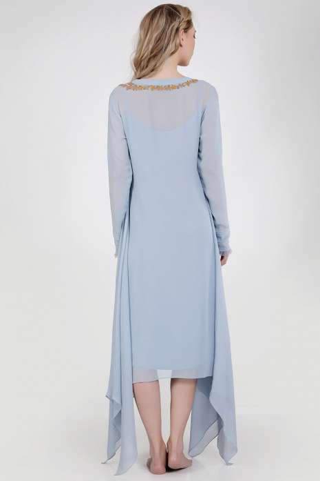 Long â€œVâ€œ Neck Tunic  Ice Blue