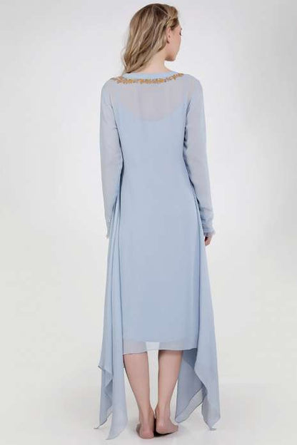 Long â€œVâ€œ Neck Tunic  Ice Blue
