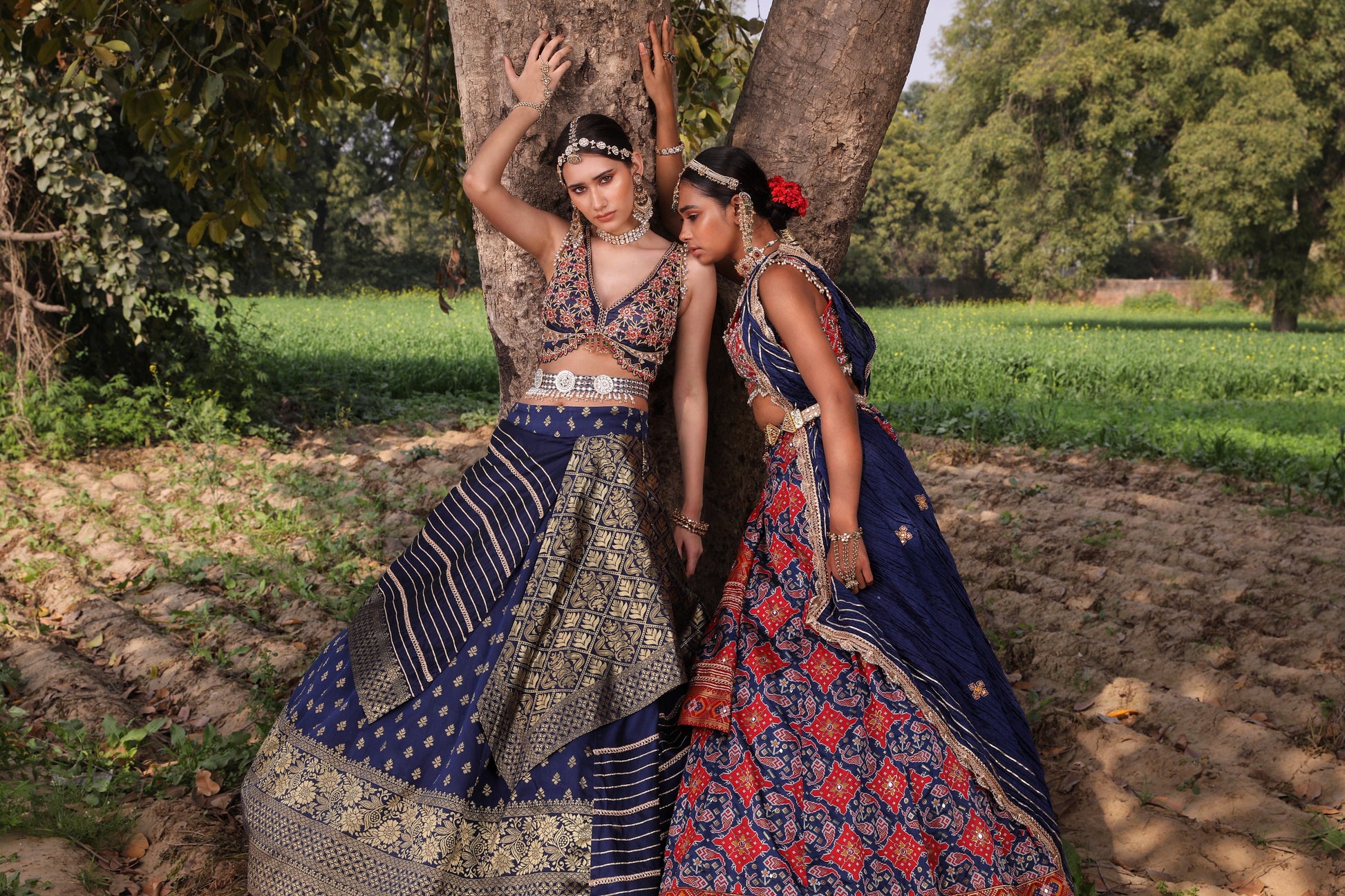 Women's Midnight Blue Woven Patola Lehenga 