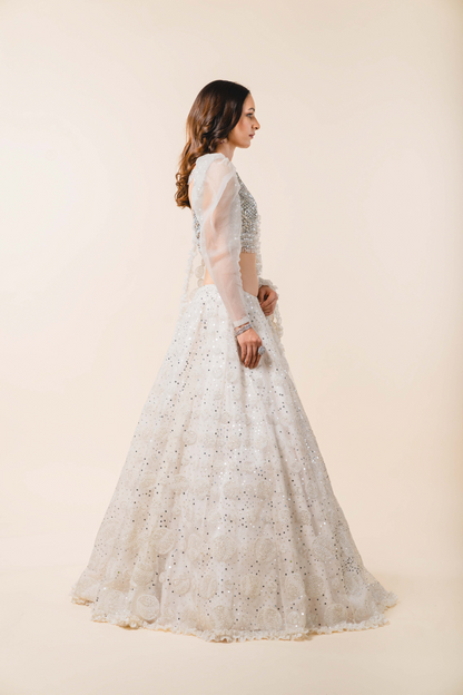 Ivory Organza Lehenga Choli Set