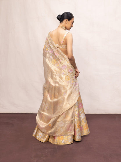Handwoven Ecru Tissue Lehenga Set