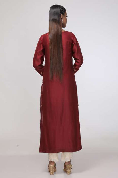 Hand Embroidery Kurti Marron