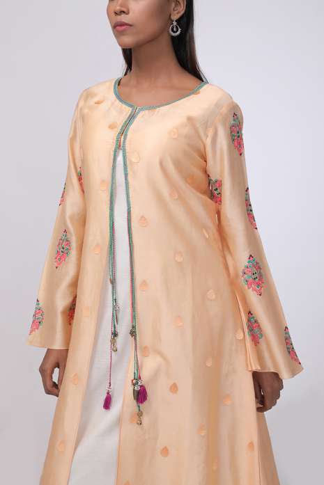 Layered Kurti  Peach and Ivory