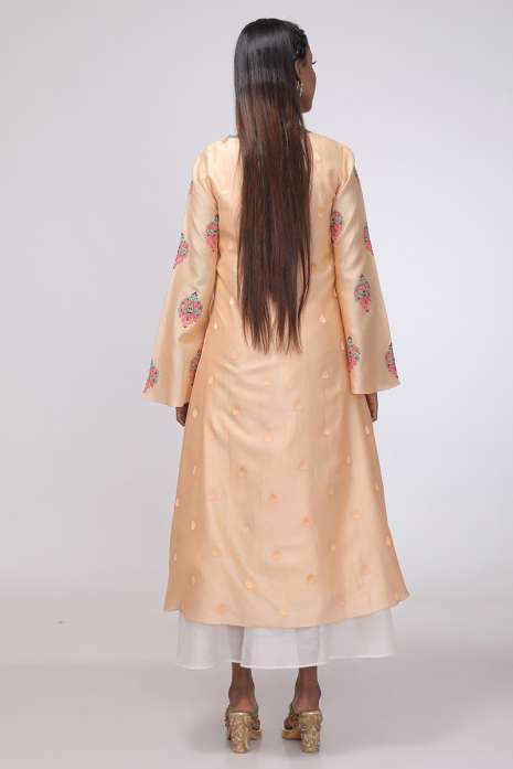 Layered Kurti  Peach and Ivory