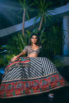 black and White Chevron Patola Lehenga Set