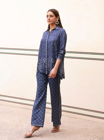 Eirene Lawn Printed Navy Co-ord Set