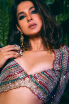 black and White Chevron Patola Lehenga Set