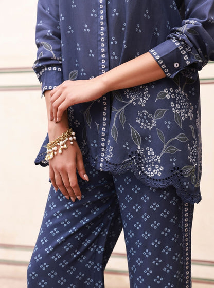 Eirene Lawn Printed Navy Co-ord Set