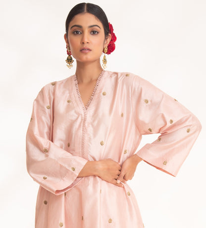 Ojal Pink Kurta Set Nude Pink