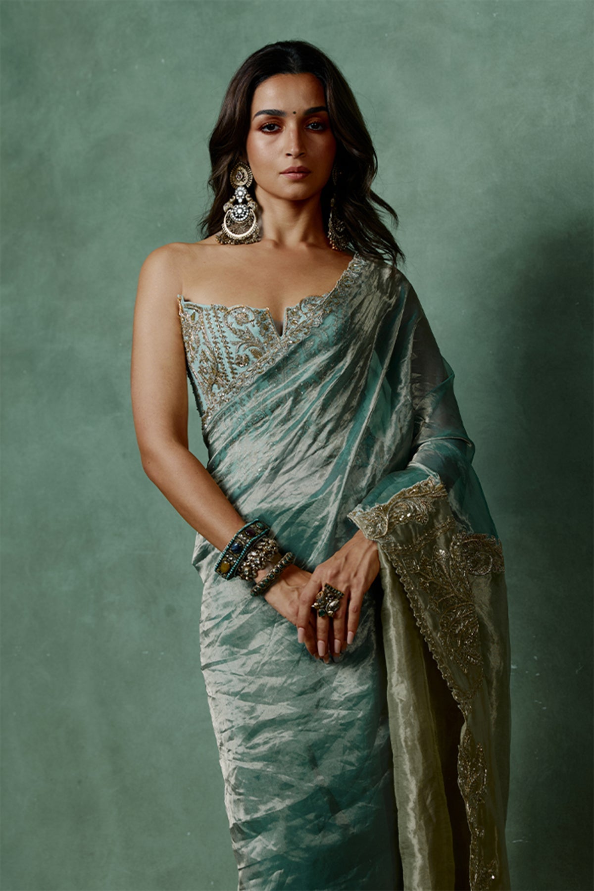 Ocean Breeze Corset Saree