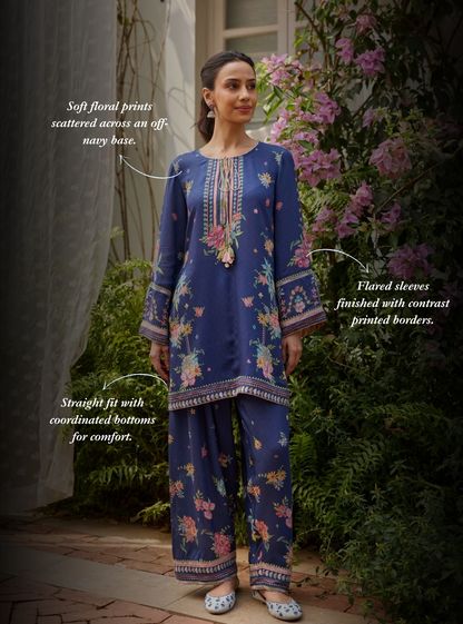 Enaara Lawn Navy Kurta Set
