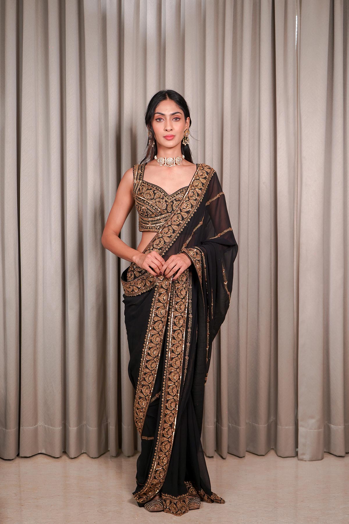 Black Saree Set