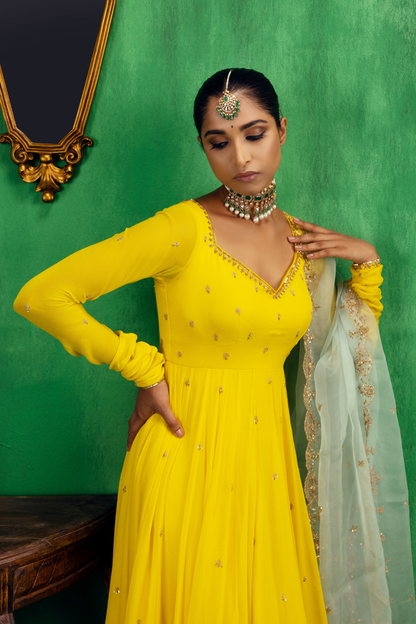 Komal Pandey in Sahana Anarkali Set