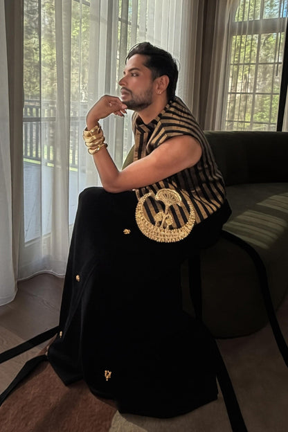 Black and Gold Chaand Koti Set