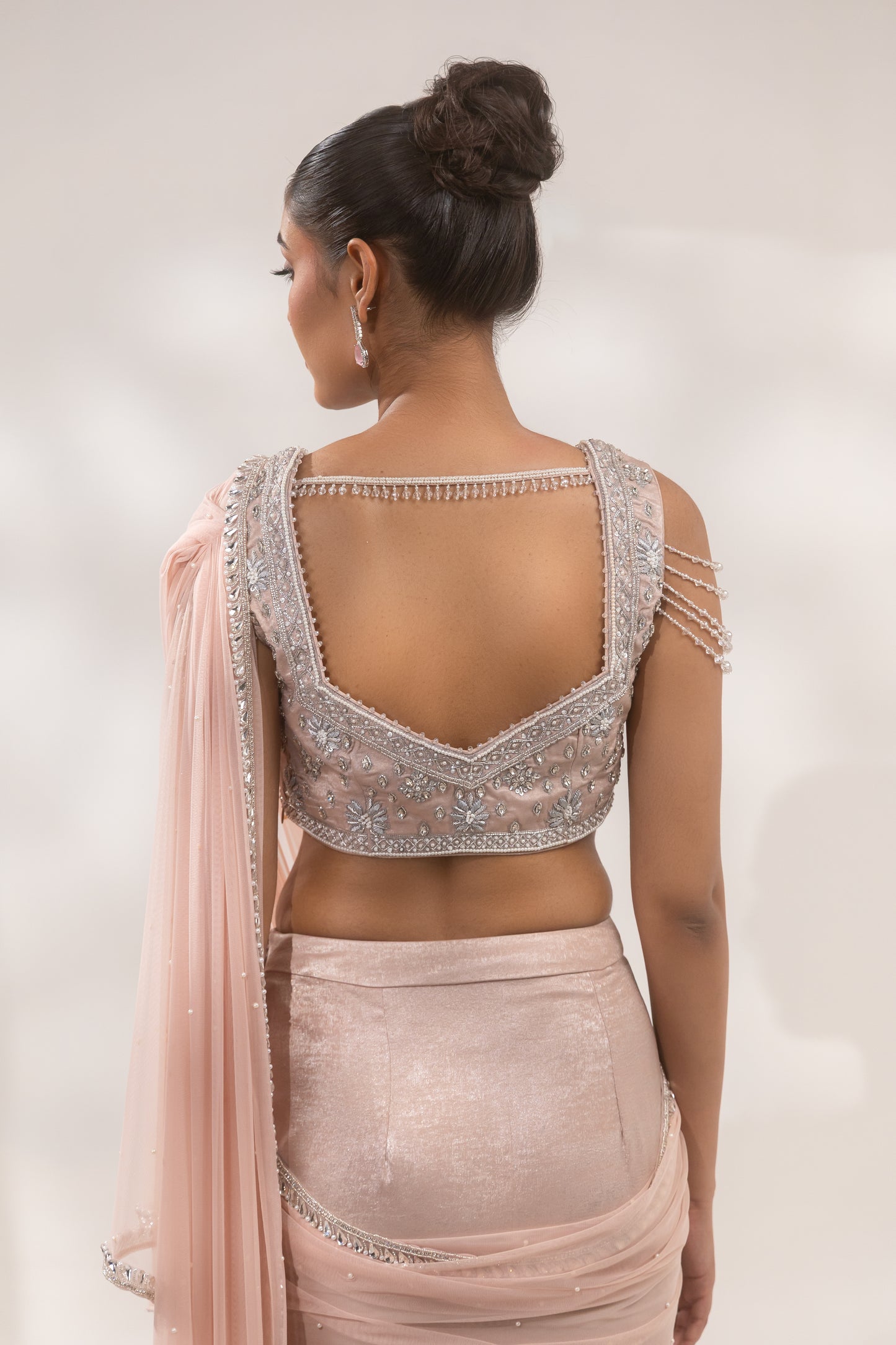 Metallic Pink Zardosi Saree