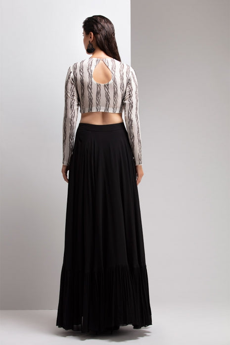 Black Skirt with White Blouse Black and White