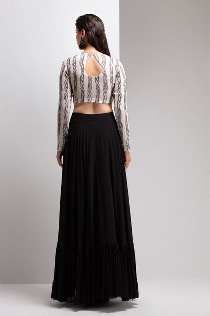 Black Skirt with White Blouse Black and White