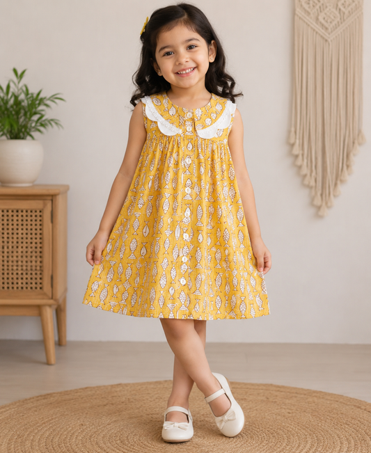 Yellow fish printed dress