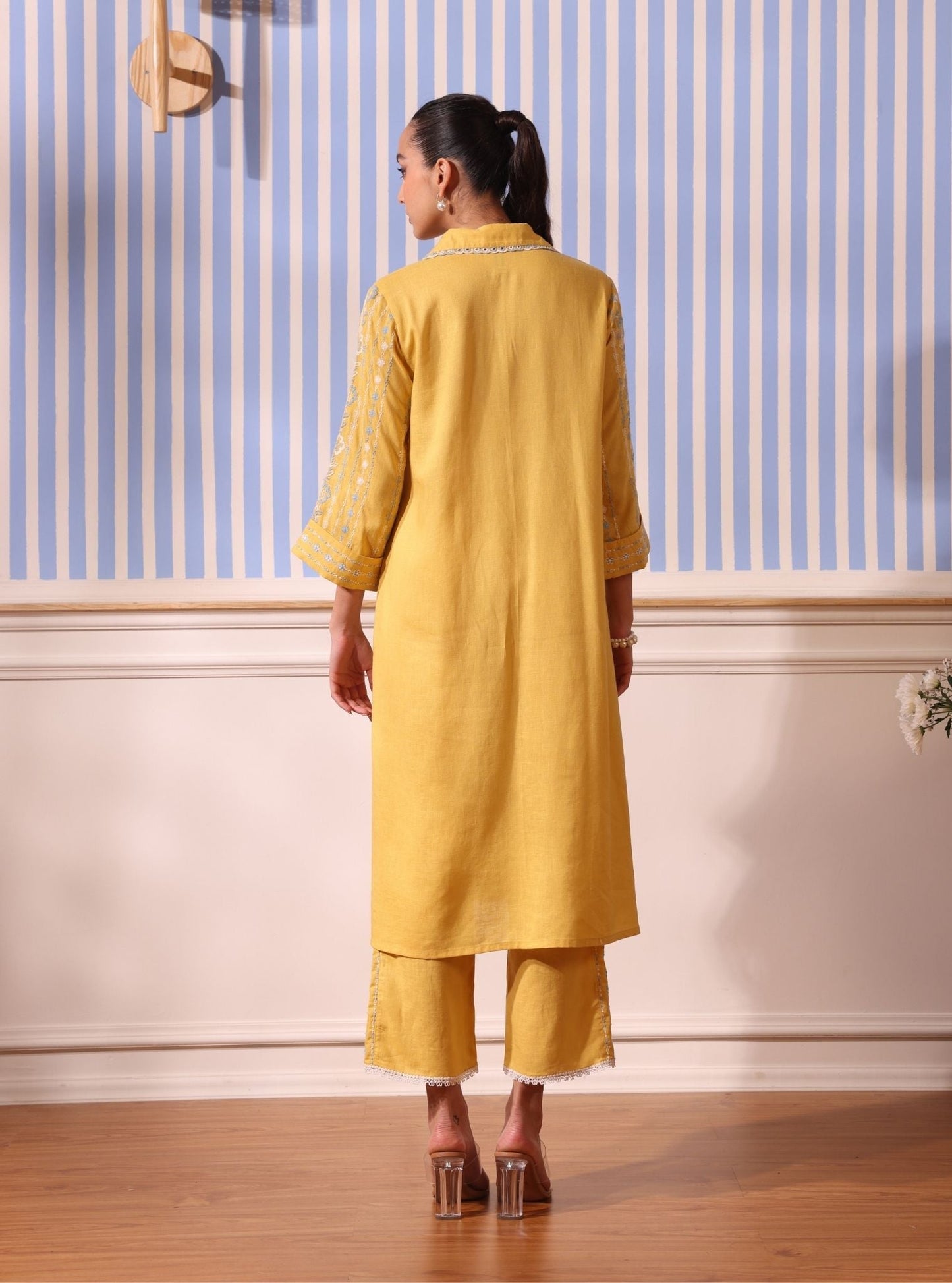 Iria Linen Yellow Kurta Set